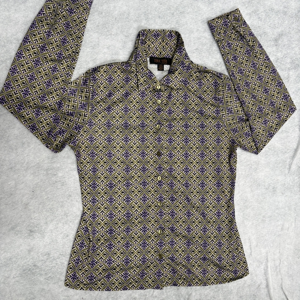 Trina Turk Women's Geometric Button-Down Shirt in Olive & Purple